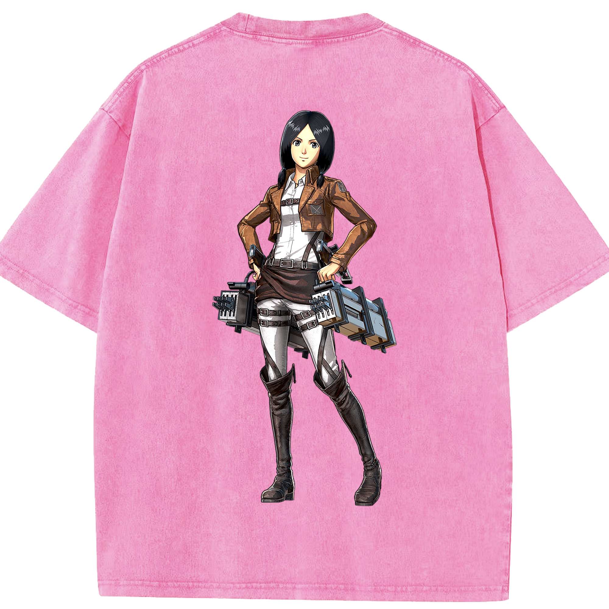 （画像用） 進撃の巨人 ミカサ·アッカーマン Attack on Titan Mikasa Ackerman 綿100% ヴィンテージ風 半袖Tシャツ（背面プリント）